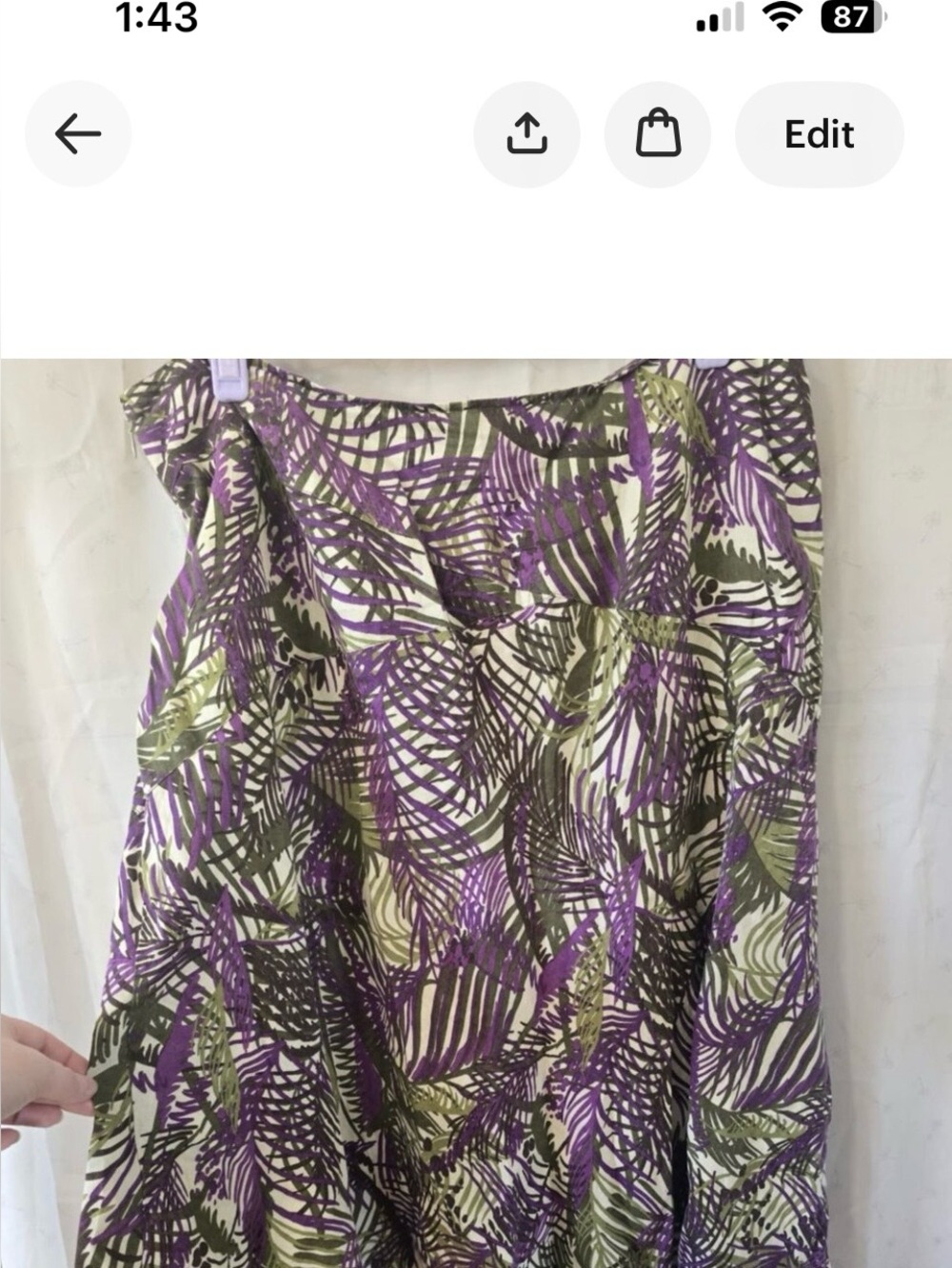 Charter Club A-Line Skirt in Purple, Olive & Cream Leaf Print
